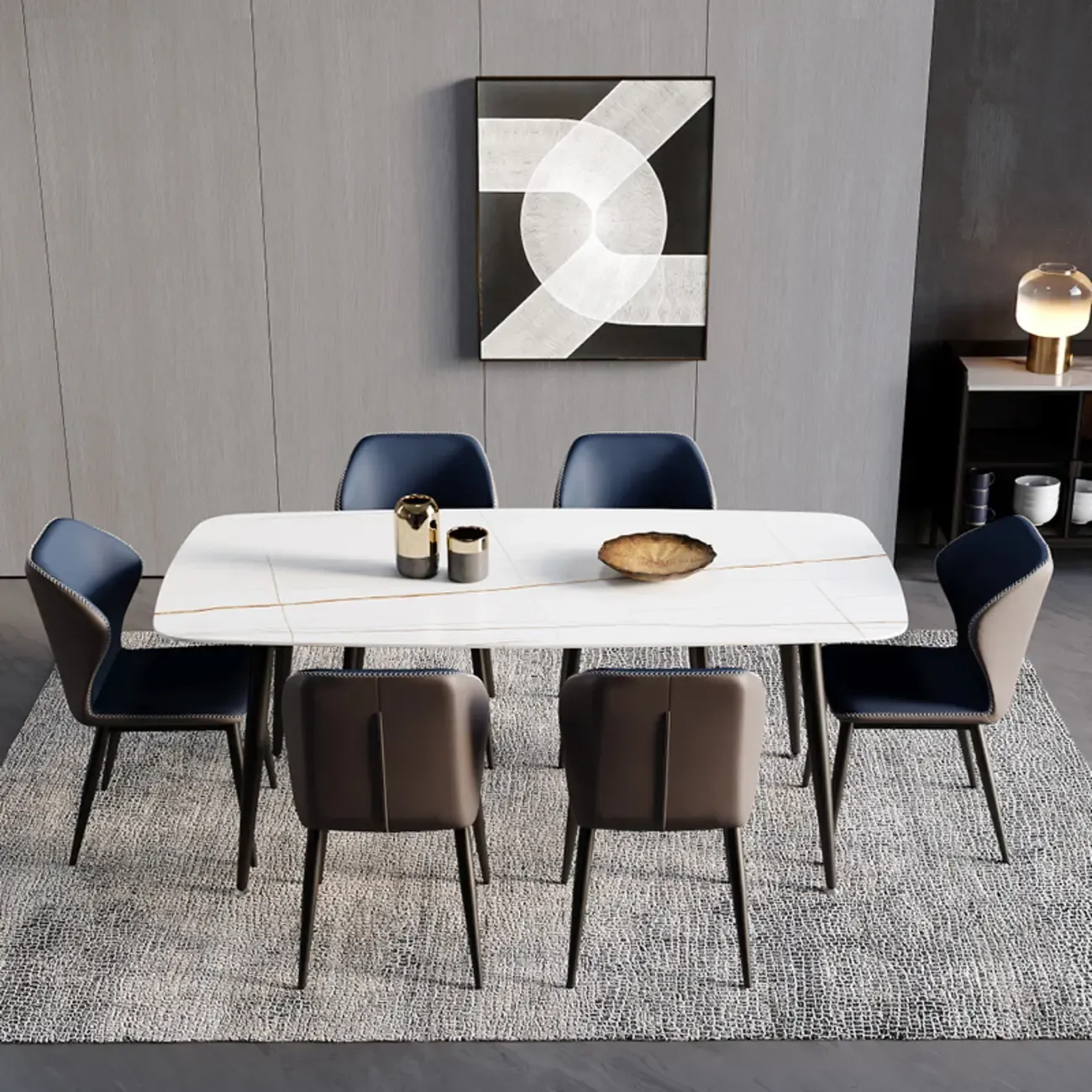 Scandinavian Faux Leather Wingback Dining Chairs