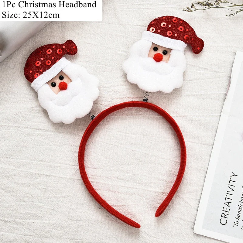 HULIANFU 2026  LuanQI Christmas Headbands for Children Adult Hair Band Red Christmas Santa Claus Snowman Antlers Headband Xmas Decoration Gifts - Deanwangkt