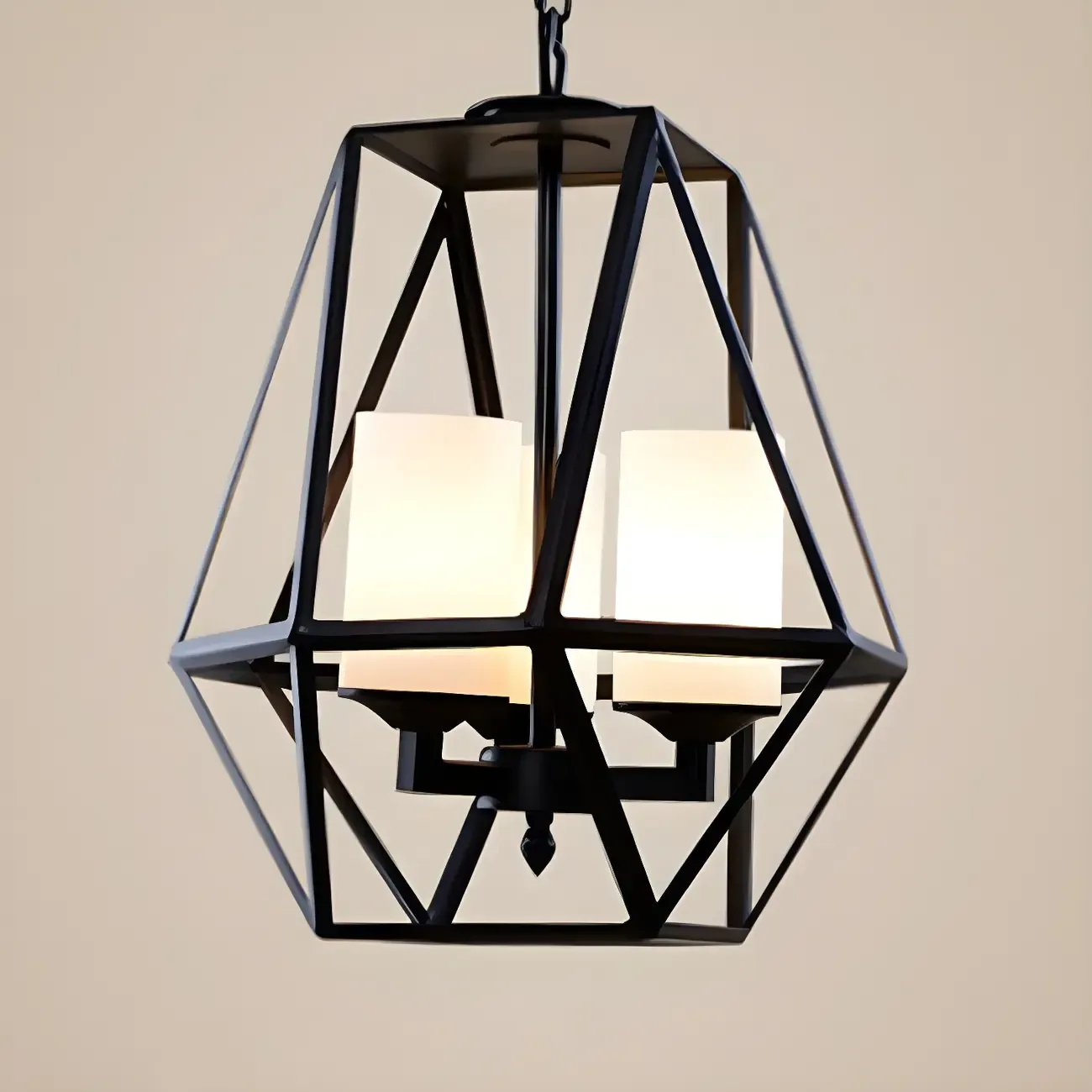Black Geometric Iron Frame Modern Chandelier