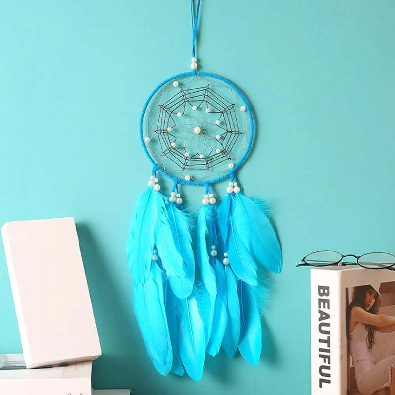 HULIANFU Original silver gray dream catcher 2 ring Indian feather hanging art gifts to bestie friends creative valentine's day gifts - Deanwangkt