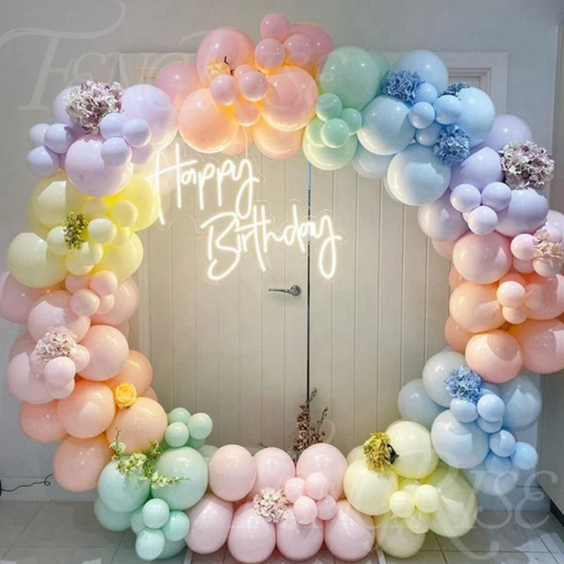 HULIANFU QIFU Macaron Balloons Garland Latex Ballons Arch Happy Birthday Party Decor Kids Adult Wedding Baloon Chain Baby Shower Balon - Deanwangkt