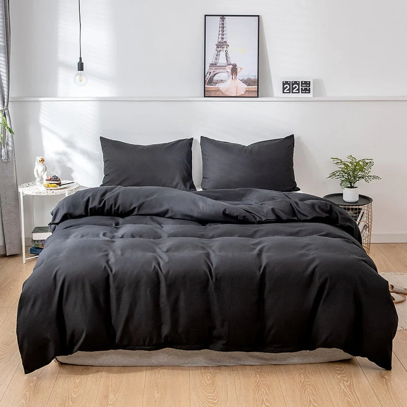 HULIANFU White Hotel Duvet Cover Pillowcase Solid Geometric Black Red Gray Simple Bedding Set 2 or 3 pcs Boy Teen Adult Girls - Deanwangkt