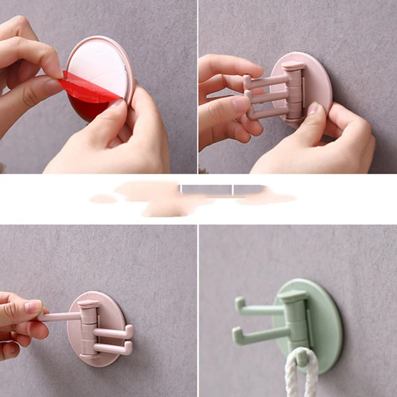 HULIANFU Three Branch Rotatable Seamless Adhesive Hook Strong Bearing Stick Hook Kitchen Wall Hanger Bathroom Kitchen supplies Hooks - Deanwangkt
