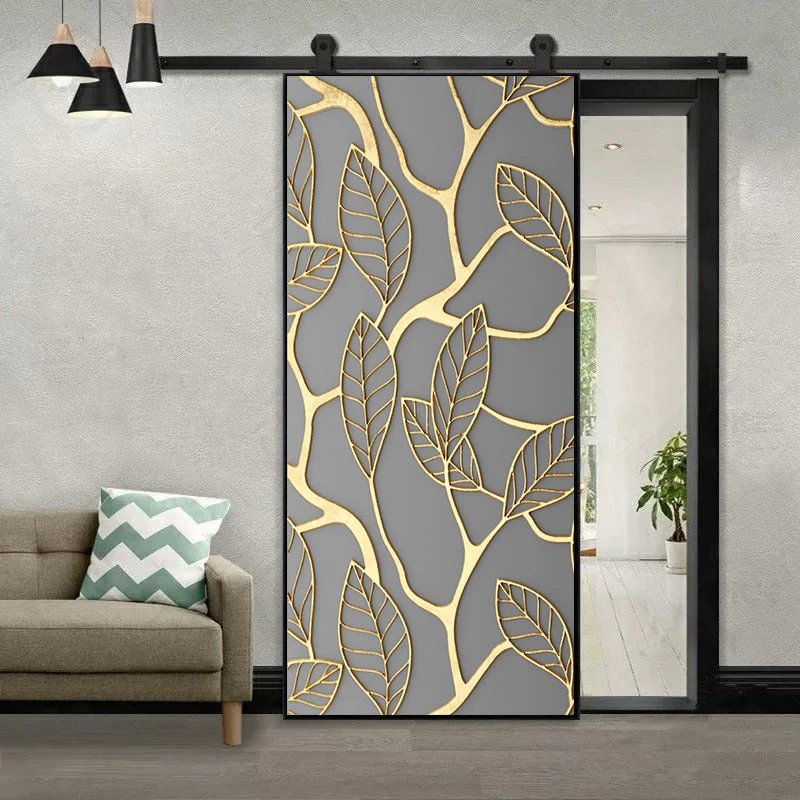 HULIANFU 2026  Simulation Of Gilt Leaves DIY Door Stickers Home Decoration Wall Sticker Kitchen Art Mural Peel & Stick Waterpoof PVC Wallpaper - Deanwangkt