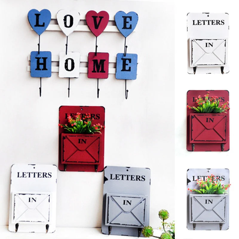 HULIANFU Vintage Wall Mount Mailbox Outdoor Mail Postal Letter Newspaper Organizer DIY Balcony Garden Mini Flower Pot Decor 18x4.5x26cm - Deanwangkt