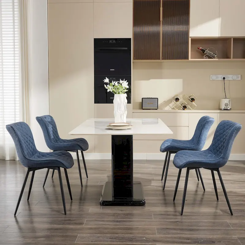 Living Dining Chairs Set of 2, Faux Leather Armless Side Chairs with Metal Legs