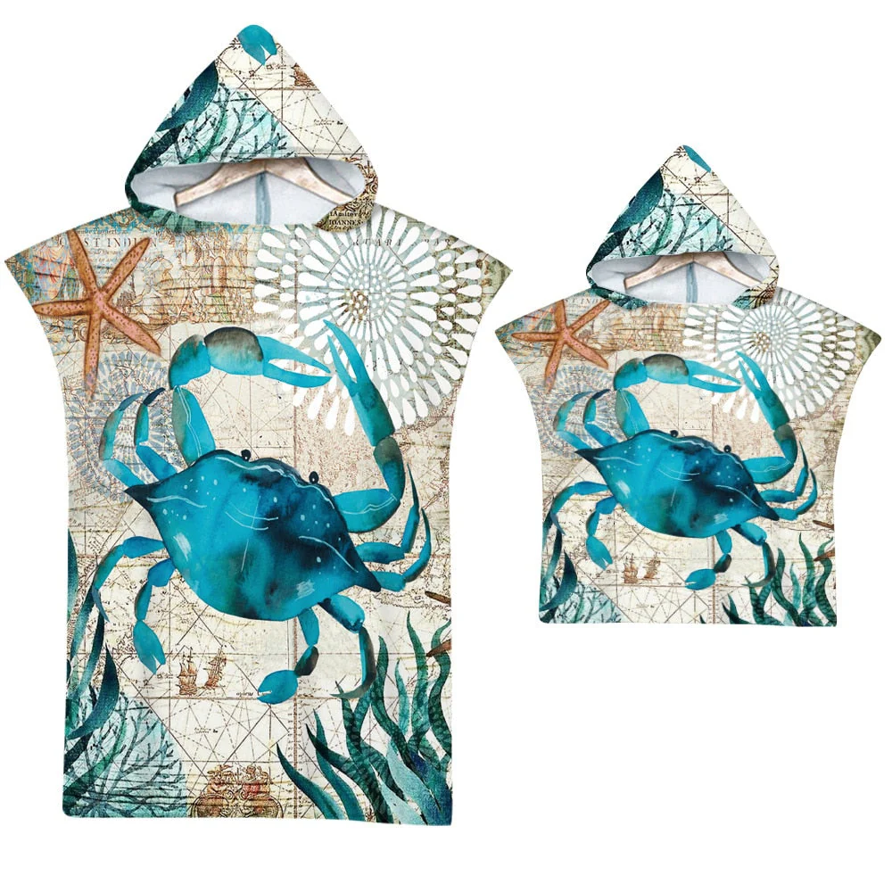 HULIANFU Sea Animals Hooded Beach Towel for Adult Kids Super Soft Childrens Beach Bath Towel Outdoor Poncho Bathrobe Towels - Deanwangkt