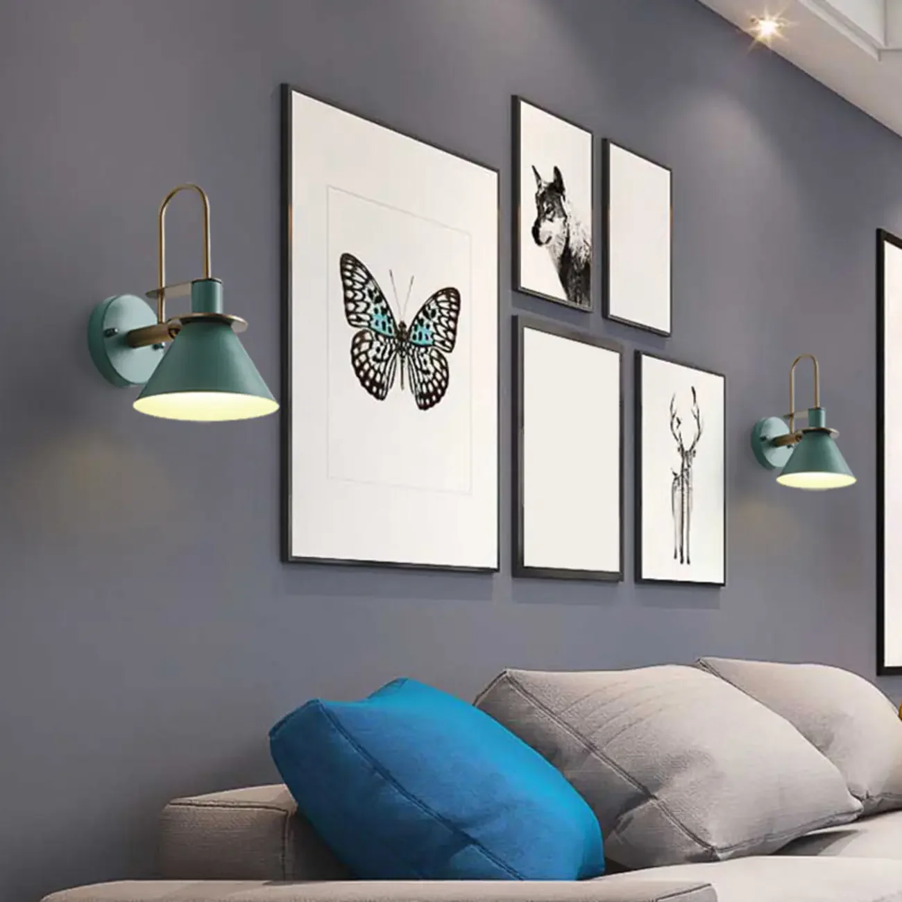 Cone Bathroom Vanity Light with Green Iron Shade