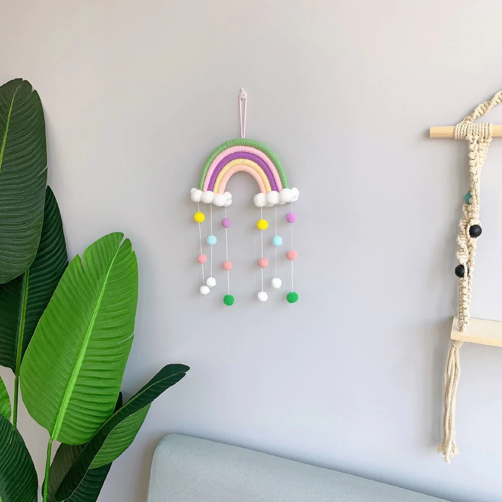 HULIANFU Nordic Cloud Rainbow Raindrop Wall Hangings Decoration For Kid Girls Bedroom Hanging Pendant Baby Bed Tent Hanging Toy Pendant - Deanwangkt
