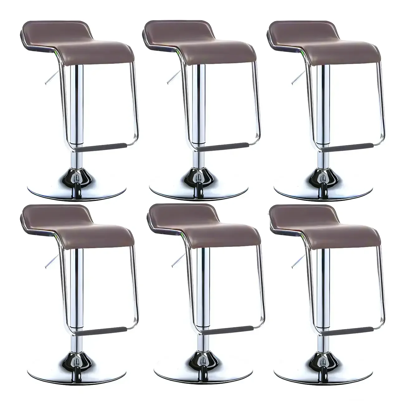 Modern Pedestal Swivel Bar Stool Adjustable Height Low Back Faux Leather