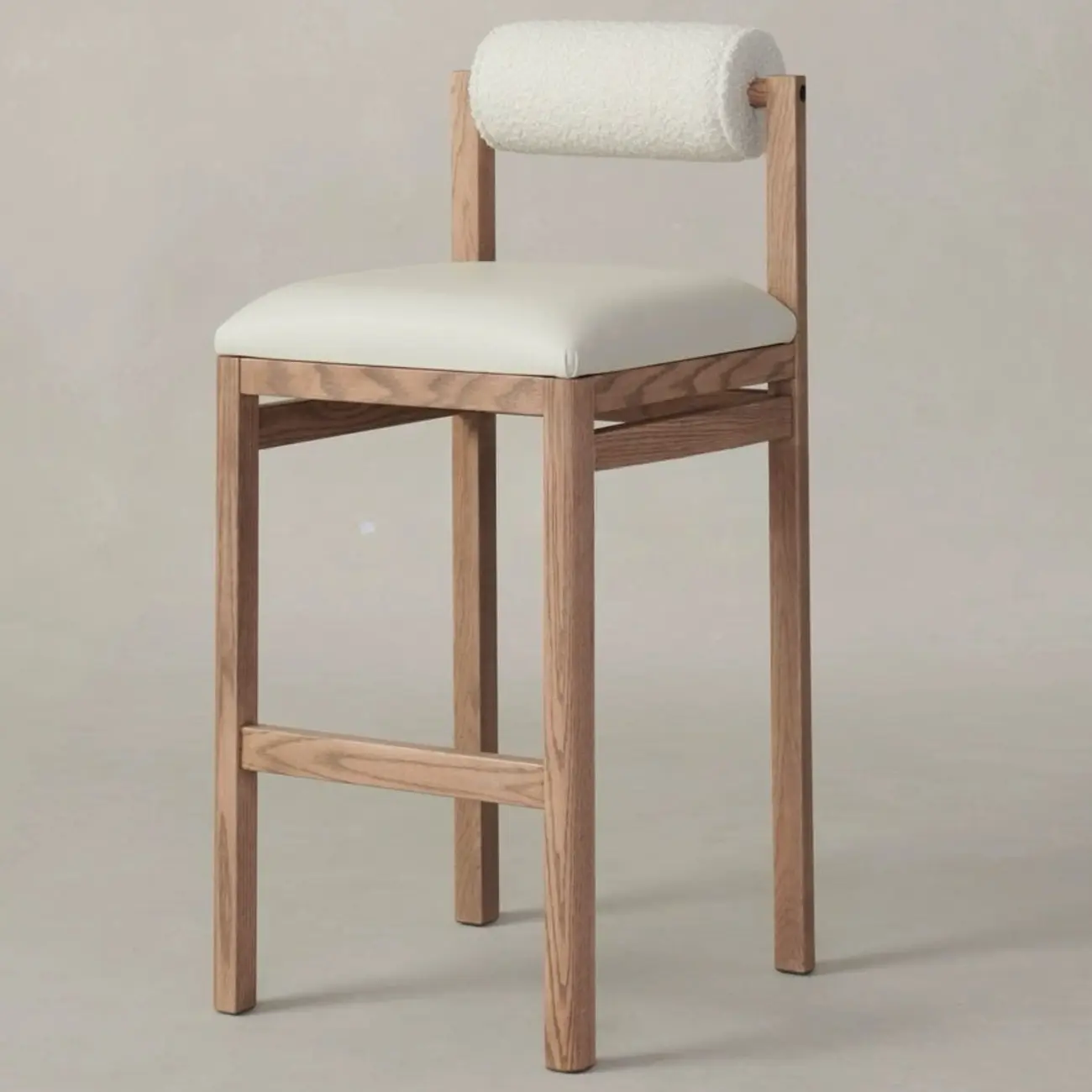 Contemporary White Upholstered Wooden Frame Counter Stools