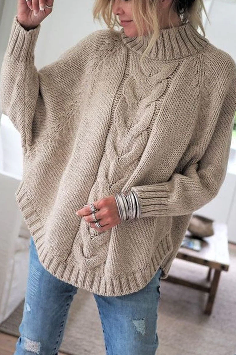 hulianfu Turtleneck Loose Knitted Pullover Jumper Sweater(3 Colors) - Deanwangkt