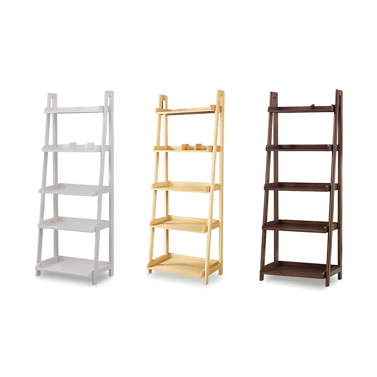Narrow Wood Open Back Vertical Ladder Bookshelf
