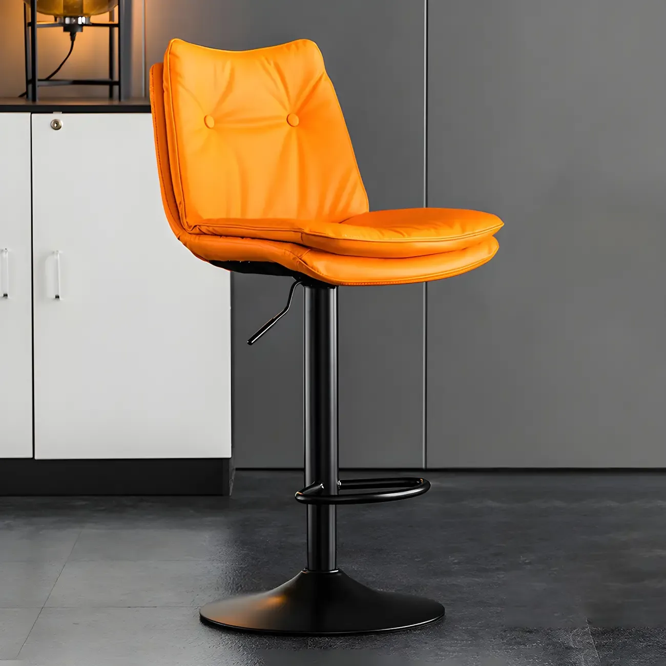 Modern Adjustable Leather Swivel Bar Stools