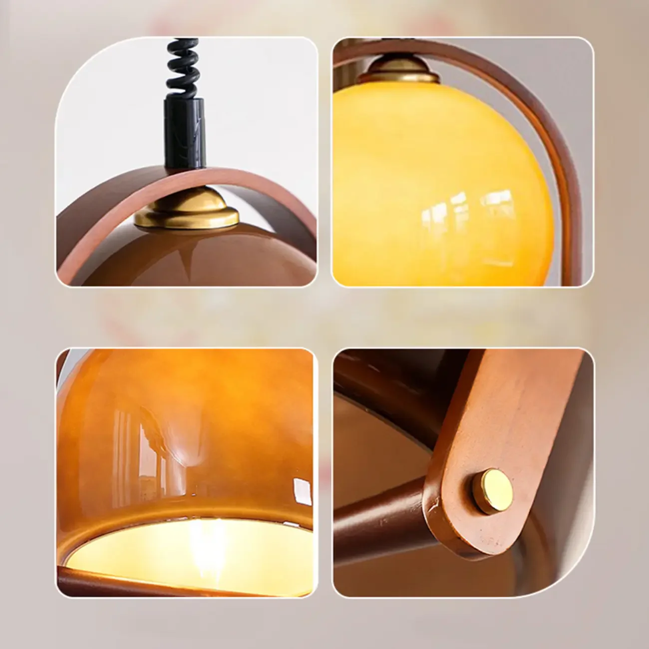 Modern Brown Glass Dome Pendant Lamp