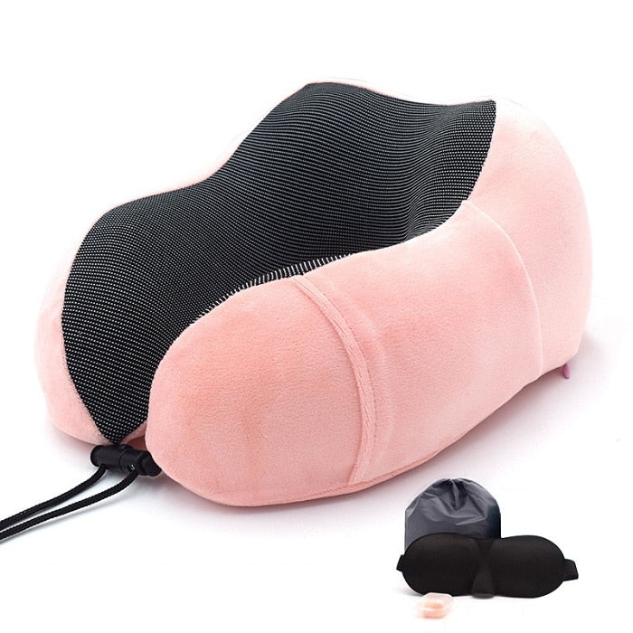 HULIANFU U Shaped Memory Foam Neck Pillows Soft Slow Rebound Space Travel Pillow Massage Neck Cervical Healthcare Bedding Drop Shipping - Deanwangkt
