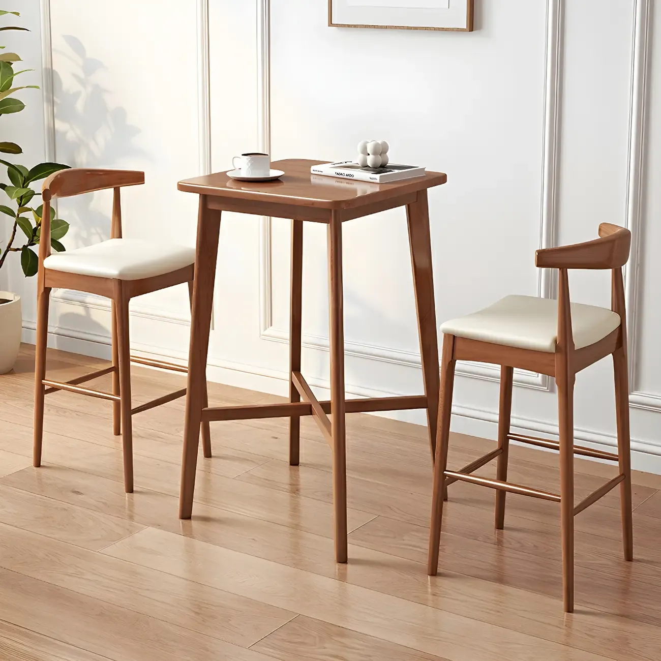 Modern Rubber Wood Square Bar Height Table