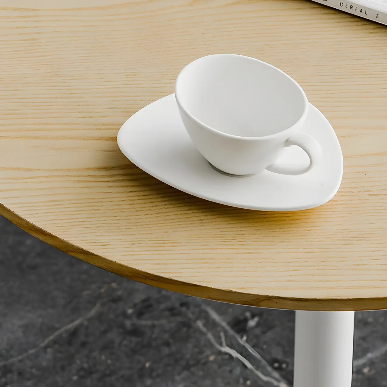 Modern Brown Wood Grain Black Metallic Pedestal Bar Tables