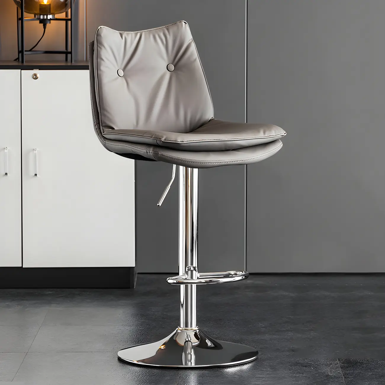 Modern Adjustable Leather Swivel Bar Stools
