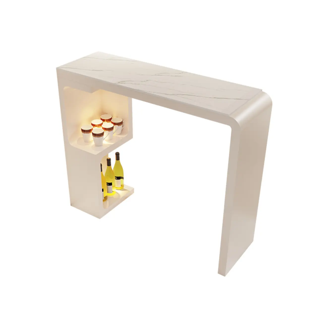 Scandinavian Smooth White Storage Bar Tables