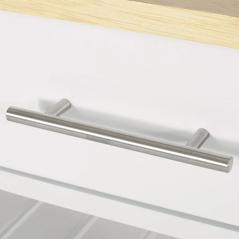 Modern White Wood Kitchen Cart with Wheels Drawers and Shelves by