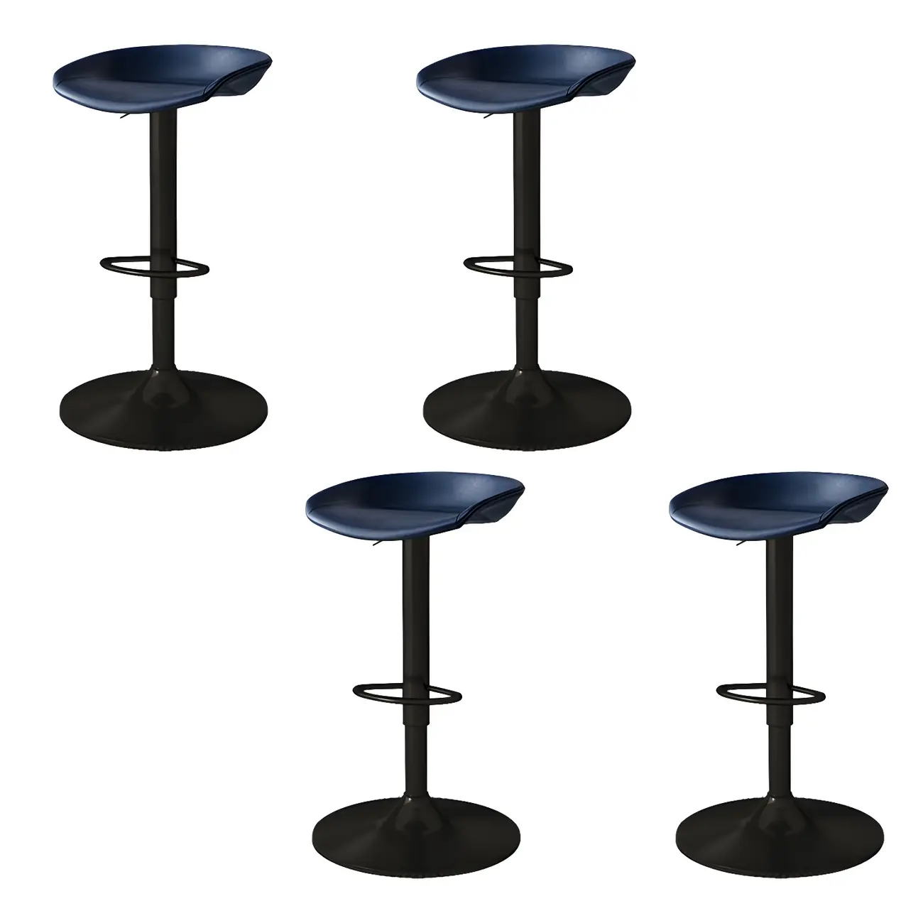 Modern Leather Black Pedestal Swivel Adjustable Bar Stool