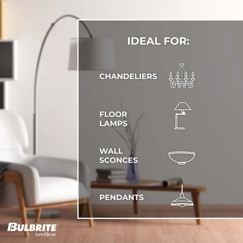 Bulbrite LED Filament Pack of (4) 4.5 Watt Dimmable T6 Light Bulbs with a Milky Finish and Candelabra (E12) Base