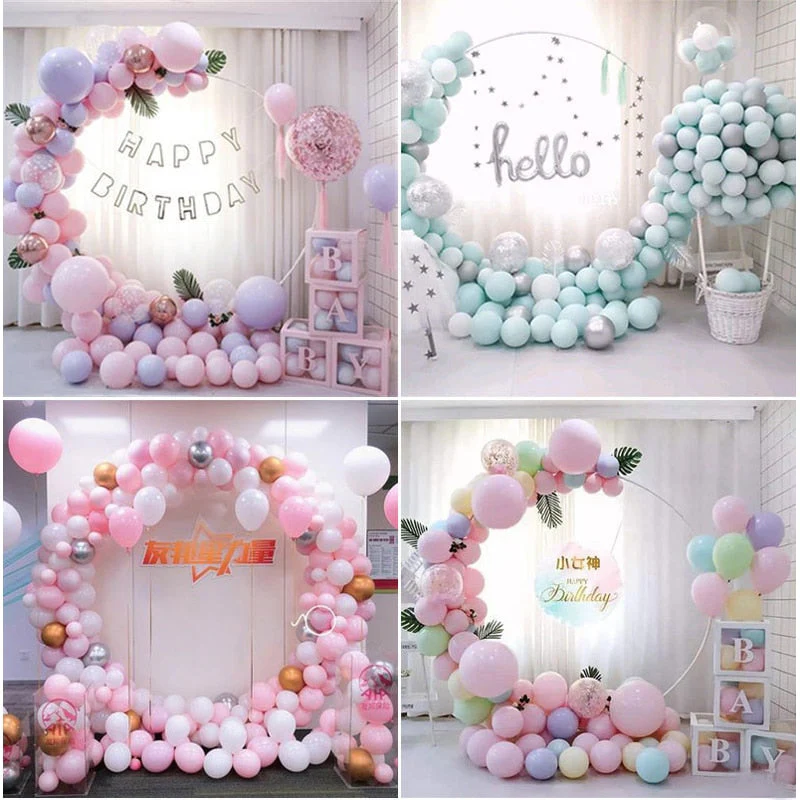 HULIANFU Round Wedding Arch Balloon Stand Holder Bow Of Birthday Party Decor Baby Shower Balloon Arch Circle Stand Background Decoration - Deanwangkt