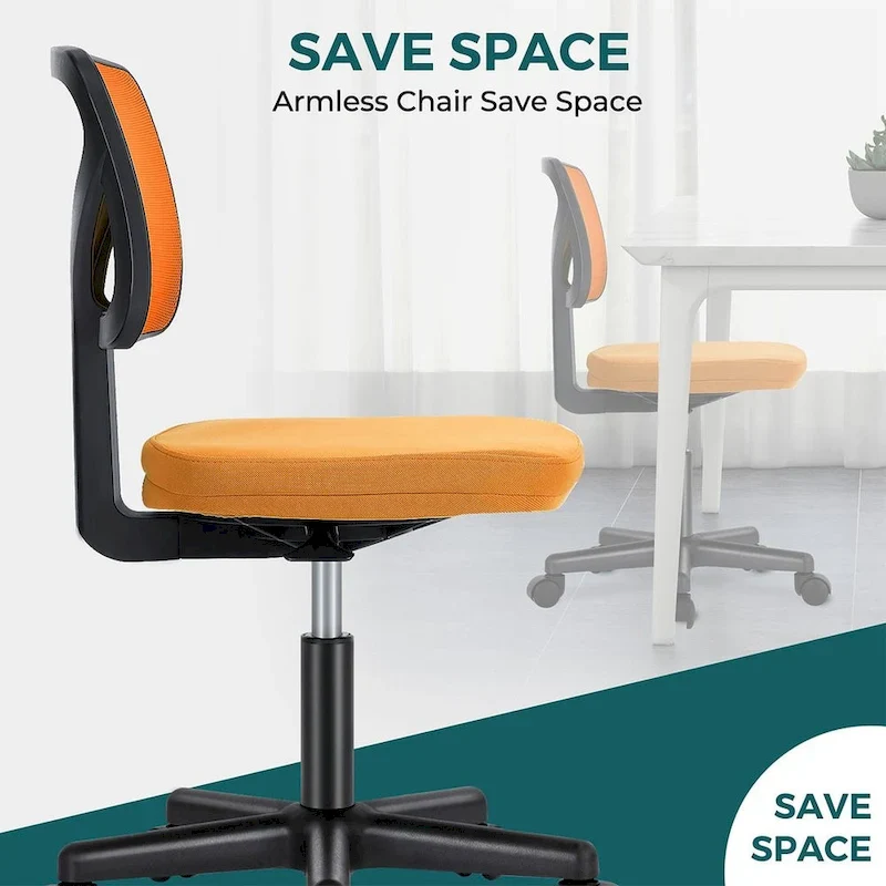 Armless Small Office Desk Chair with Back