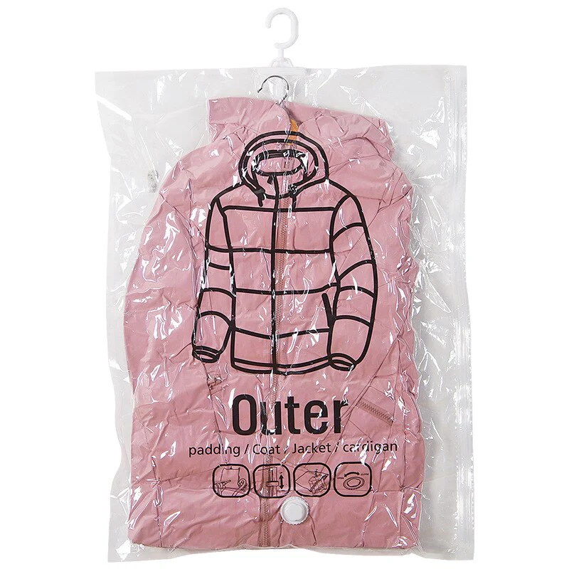 HULIANFU Transparent Clothes Compression Bag, Down Jacket Hanging Zipper Storage Bag, Clothes Organizer Plastic Bag, PE Plastic, Vacuum S - Deanwangkt