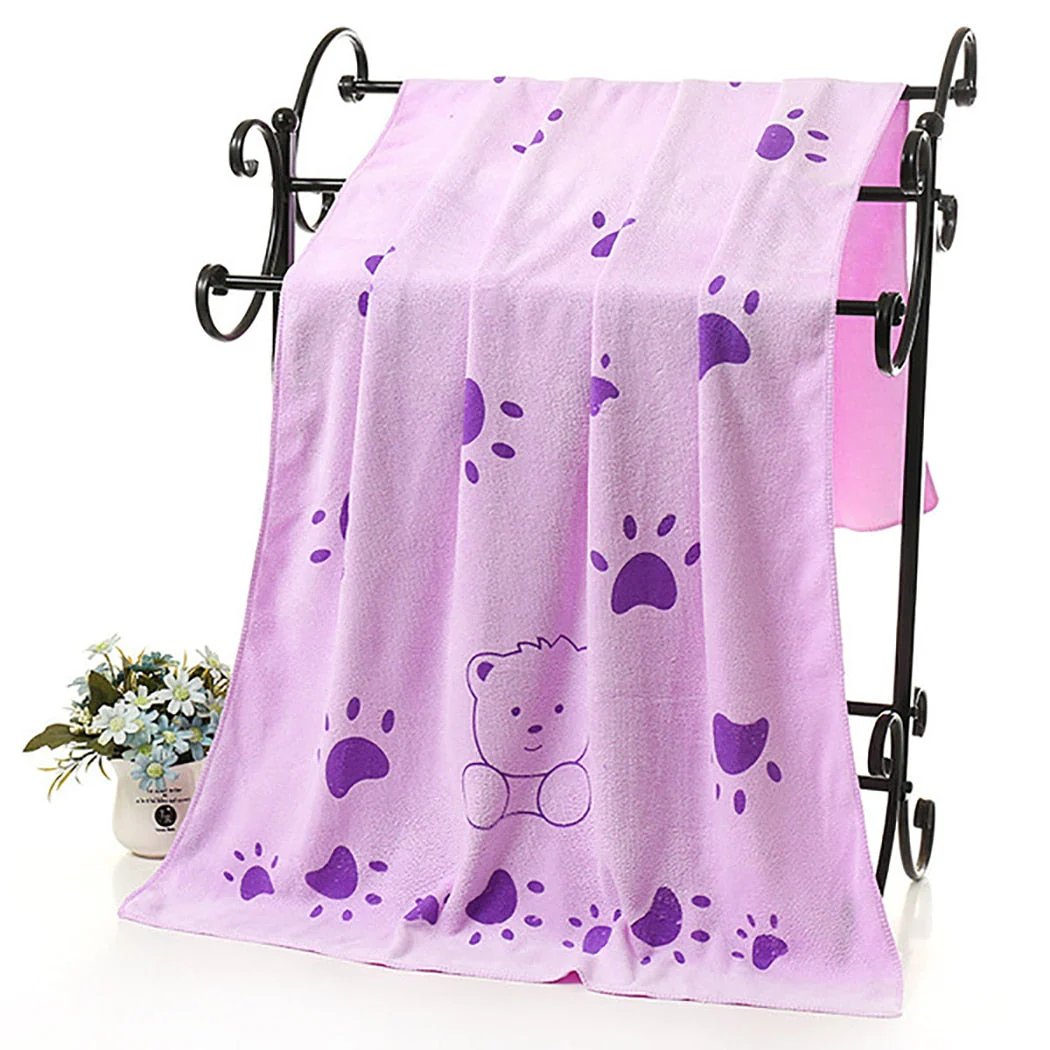 HULIANFU Legendog 1pcs Pet Bath Towel Footprint Printed Oversized Microfiber Towel Strong Absorbing Water Dog Bath Dry Towel Pet Supplies - Deanwangkt