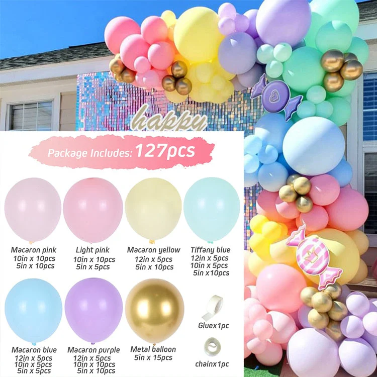 HULIANFU QIFU Macaron Balloons Garland Latex Ballons Arch Happy Birthday Party Decor Kids Adult Wedding Baloon Chain Baby Shower Balon - Deanwangkt
