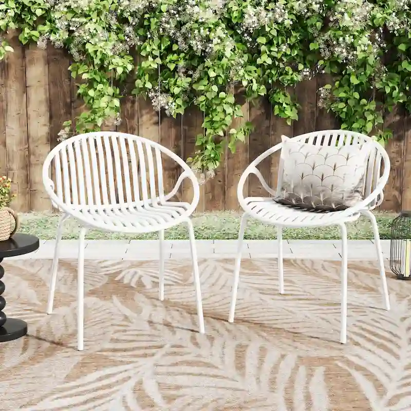 Patio Dining Chairs Stackable Chairs with Breathable Design