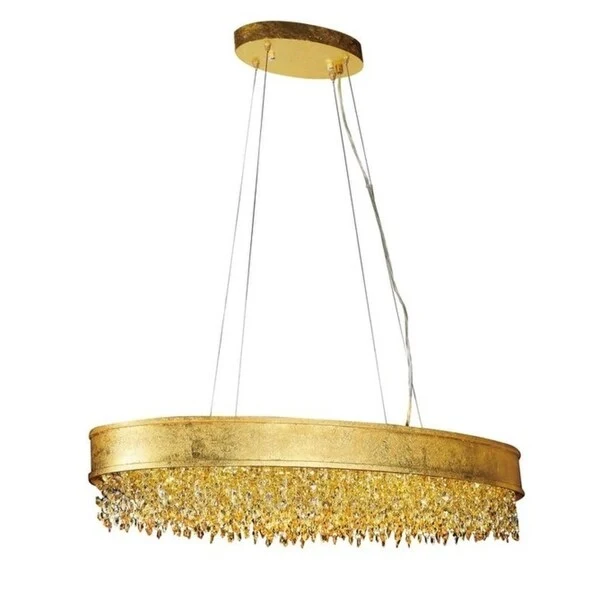 LED Crystal Pendant With Gold Steel Frame