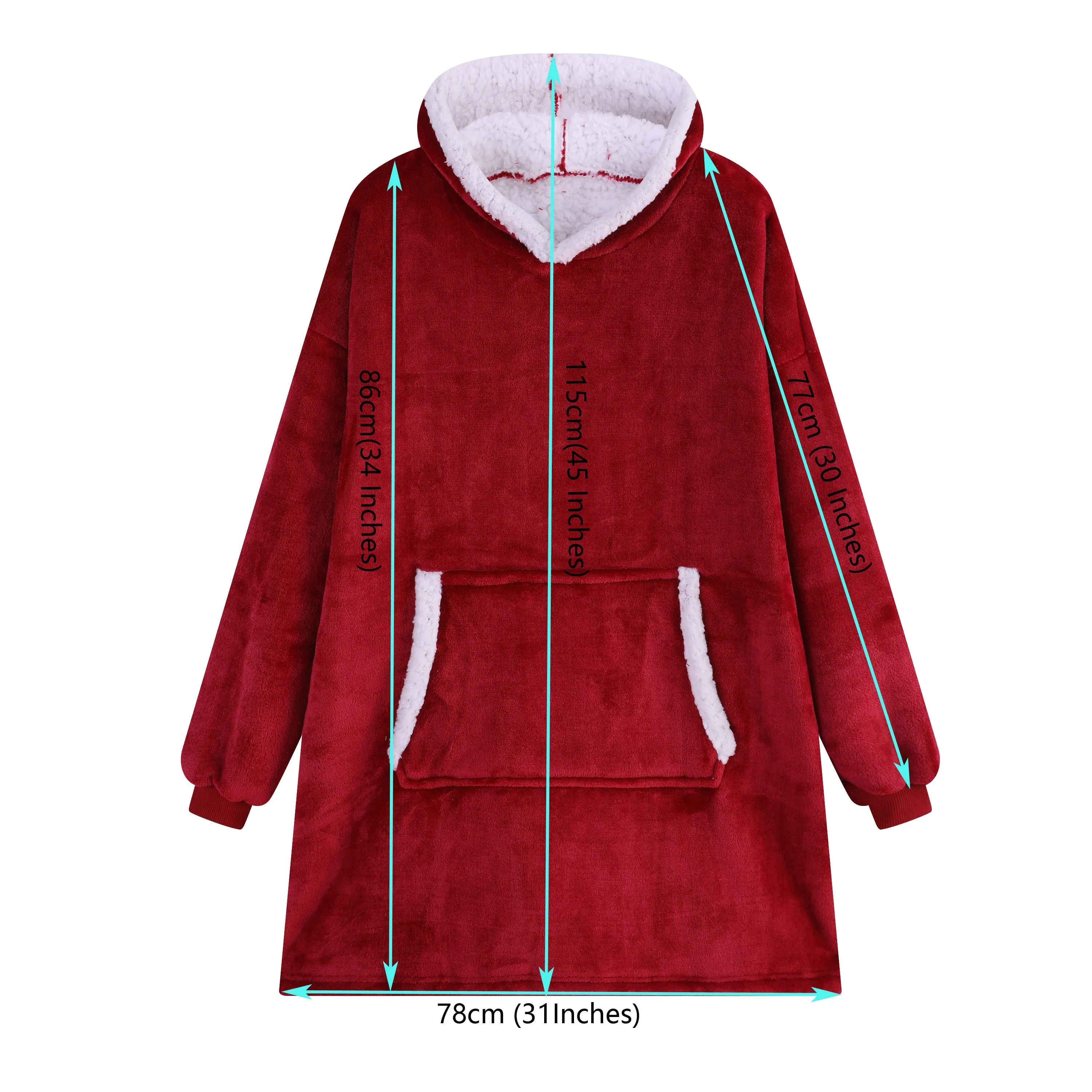 HULIANFU Winter Sherpa Blanket With Sleeves Ultra Plush Fleece Sweatshirt Blanket Hoodie Pink Grey Wine Blue Warm Flannel Hooded Blankets - Deanwangkt