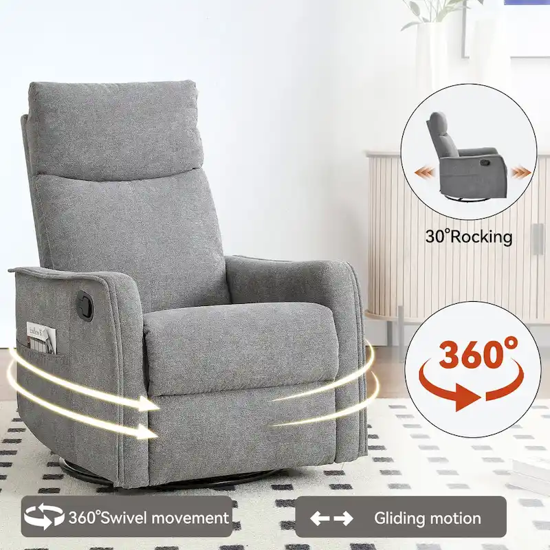 360 Swivel Rocker Recliner Chair with Massage and Lumbar Heating