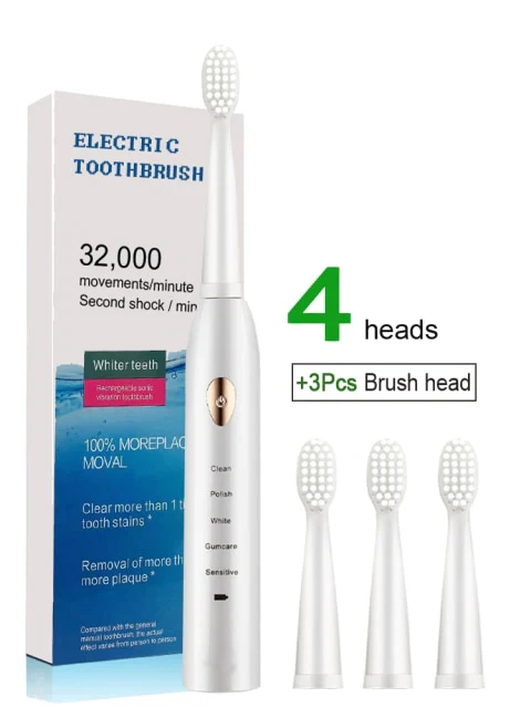 HULIANFU Newest Super Sonic Electric Toothbrushes for Adults Kids Smart Timer Rechargeable Whitening Toothbrush IPX7 with 3 Brush Heads - Deanwangkt