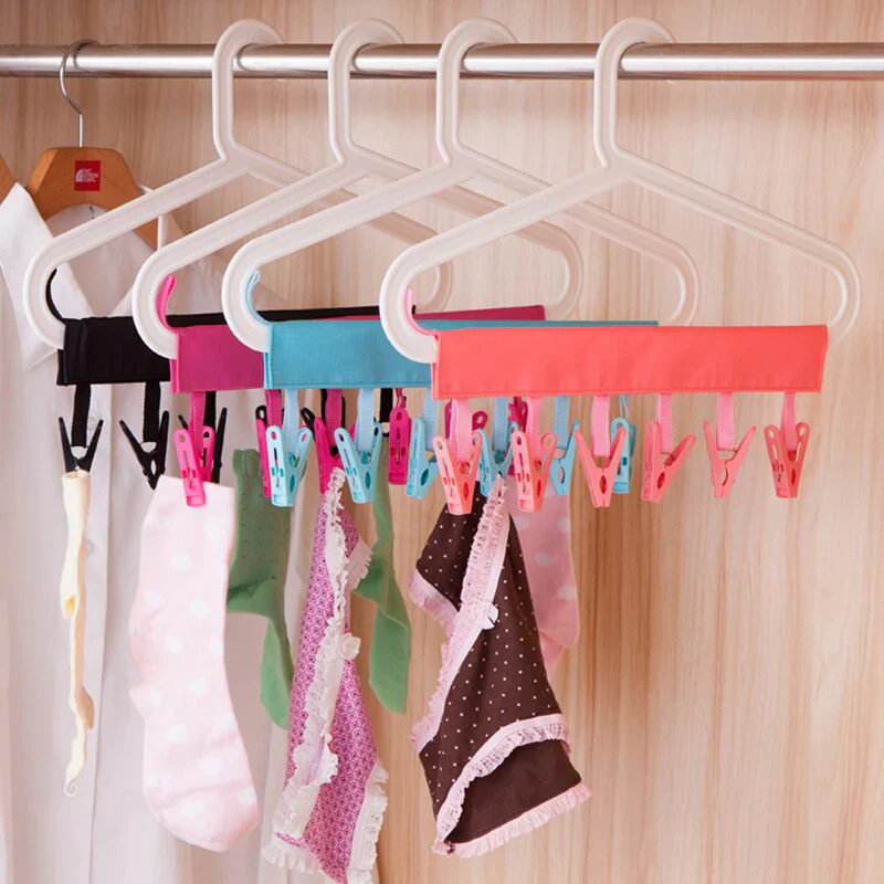 HULIANFU Multifunction Socks Drying Racks Bathroom Rack Traveling Clothespin Travel Portable Folding Cloth Hanger Clips - Deanwangkt