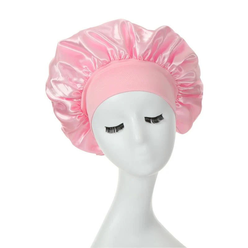 HULIANFU Women Night Sleep Hair Caps Silky Bonnet Satin Double Layer Adjust Head Cover Hat For Curly Springy Hair Styling Accessories - Deanwangkt
