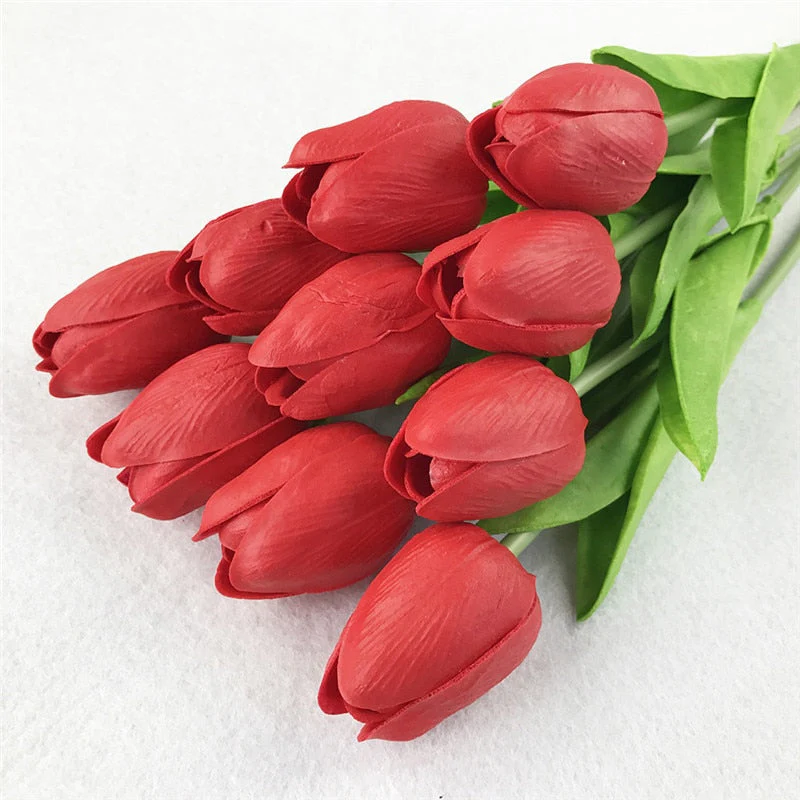 HULIANFU 2026  10PCS Artificial Flowers Garden Tulips Real Touch Flowers Tulip Bouquet Decor Mariage for Home Wedding Decorations Fake Flower - Deanwangkt