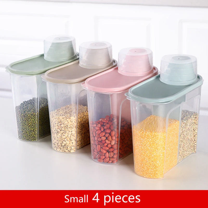 HULIANFU PP Food Storage Box Plastic Clear Container Set with Pour Lids Kitchen Storage Bottles Jars Dried Grains Tank 1.9L-2.5L H1211 - Deanwangkt