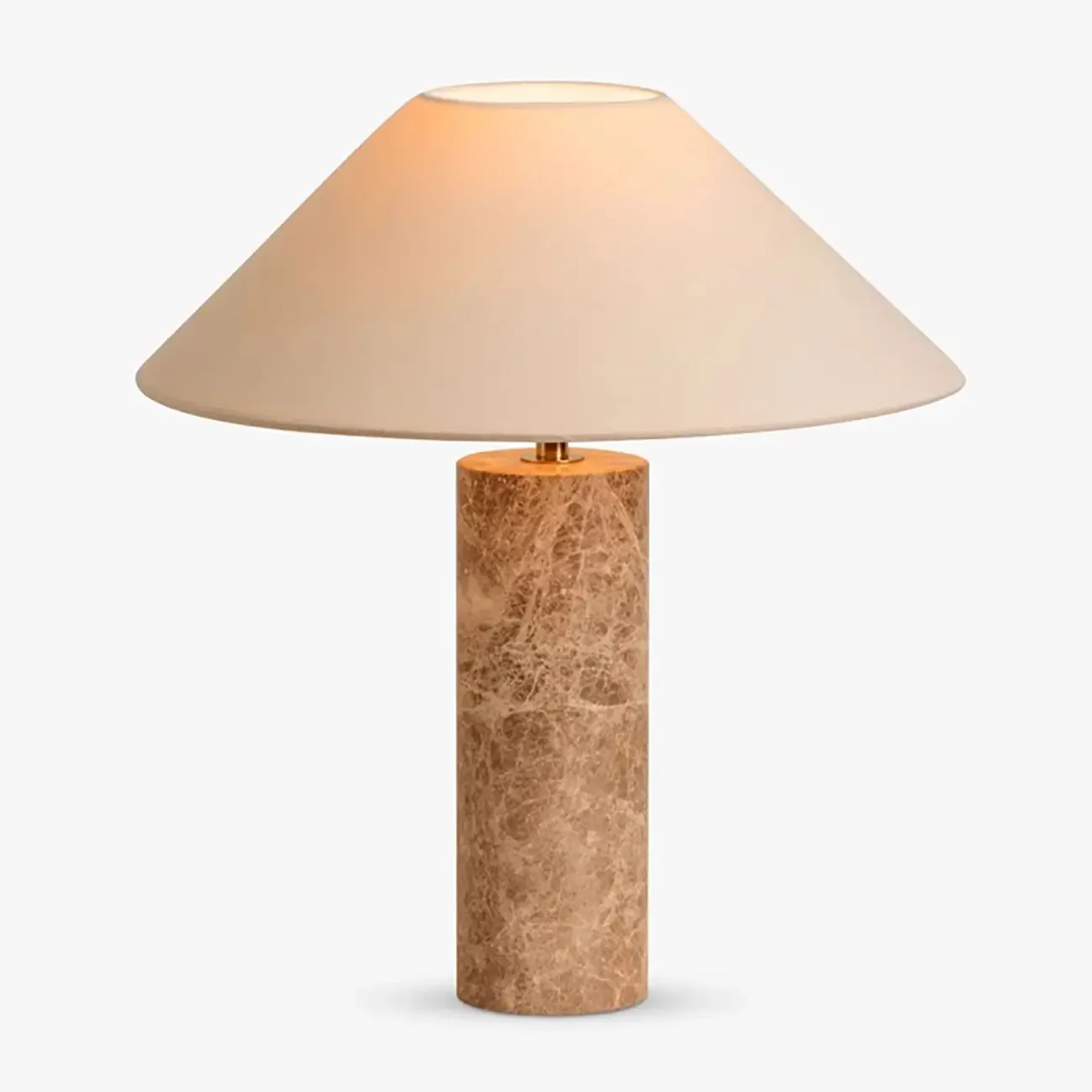 Elegant Beige Marble Base Table Lamp with Fabric Shade
