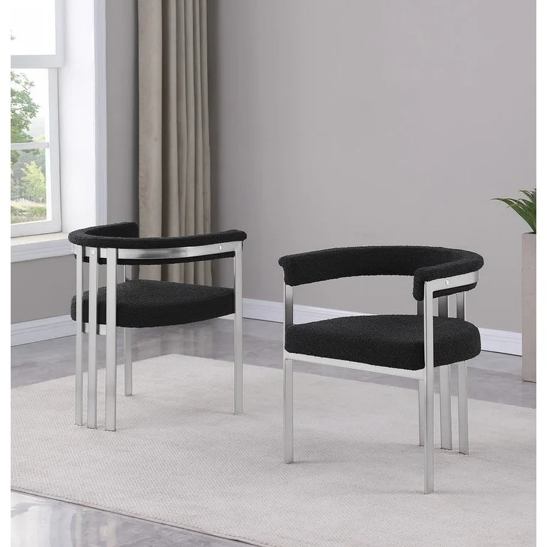 Best Quality Furniture Matte Brushed Chrome Dining Chairs (Set of 2) - N/A