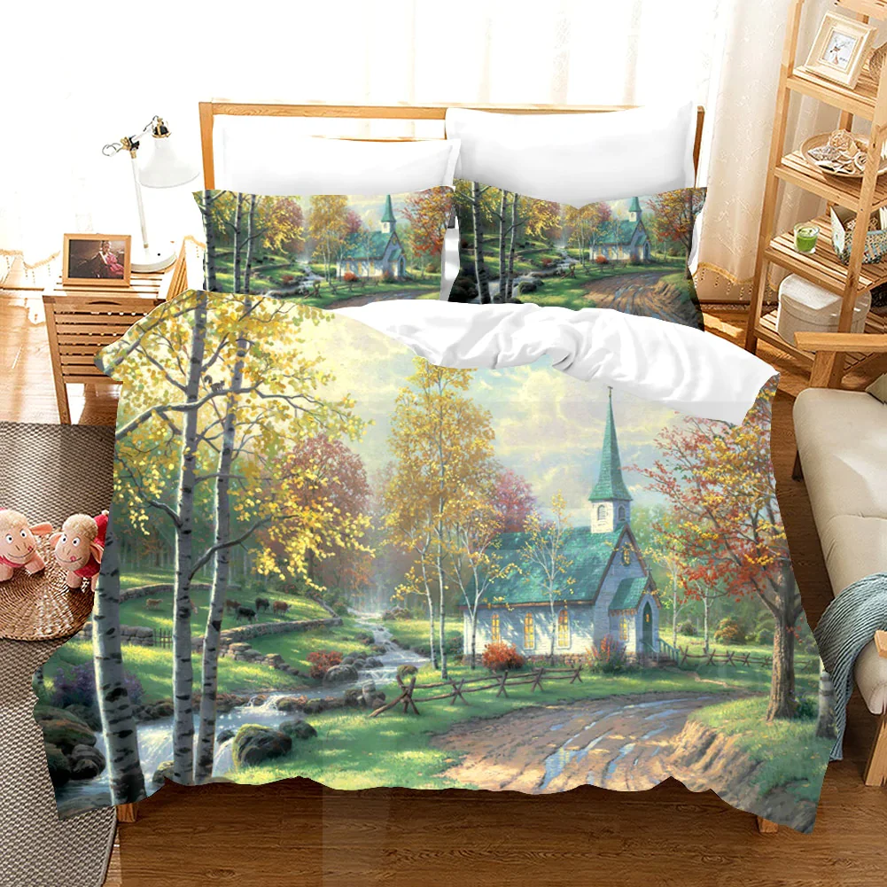 HULIANFU Oil Painting Flowers Digital Printing Bedding Sets Children Adult Bedclothes Quilt Art Duvet Cover Set Single King Queen Size - Deanwangkt