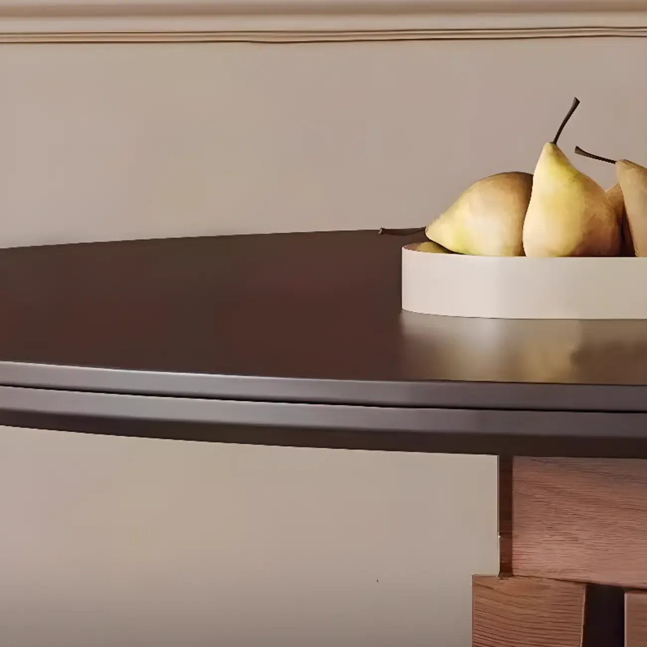 Modern Round Pedestal Dining Table with Slate Top