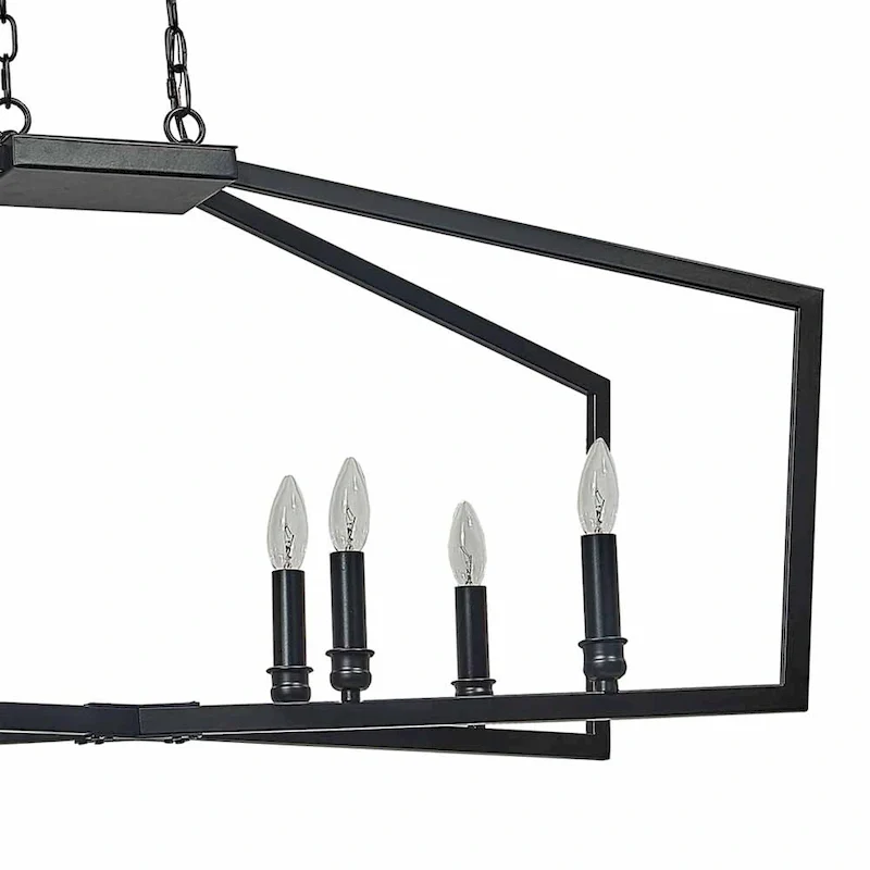 42  Black 8 Light Linear Island Pendant