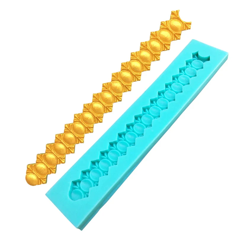 HULIANFU Pearl Rope Wave Flower Gemstone Shape Cake Side Lace Silicone Sugarcraft Mold Fondant Cake Decorating Tools - Deanwangkt