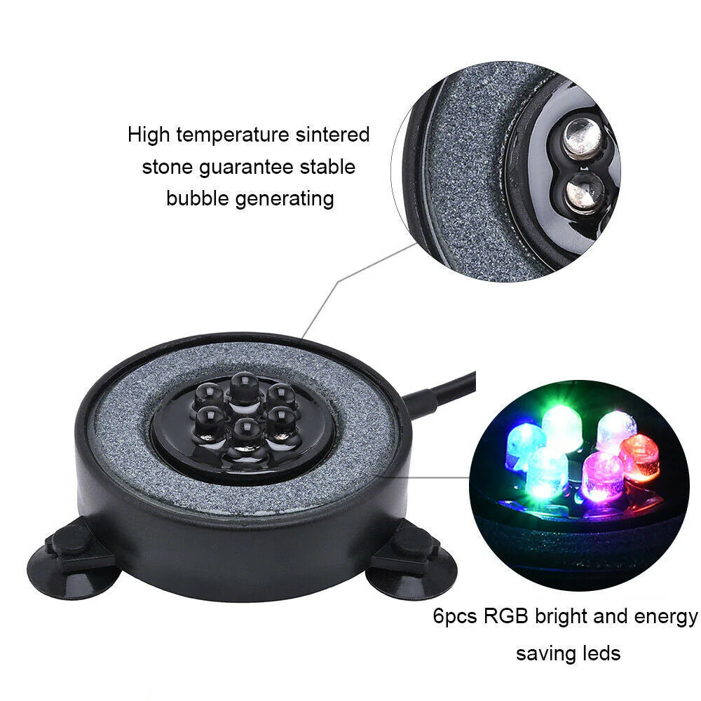 HULIANFU Underwater Submersible Fish Tank Light Color Changing LED Air Bubble Light Aquarium Air Bubble Lamp Making Oxygen for Fish Tank - Deanwangkt