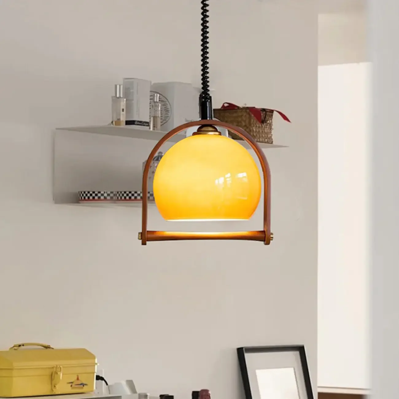 Modern Brown Glass Dome Pendant Lamp