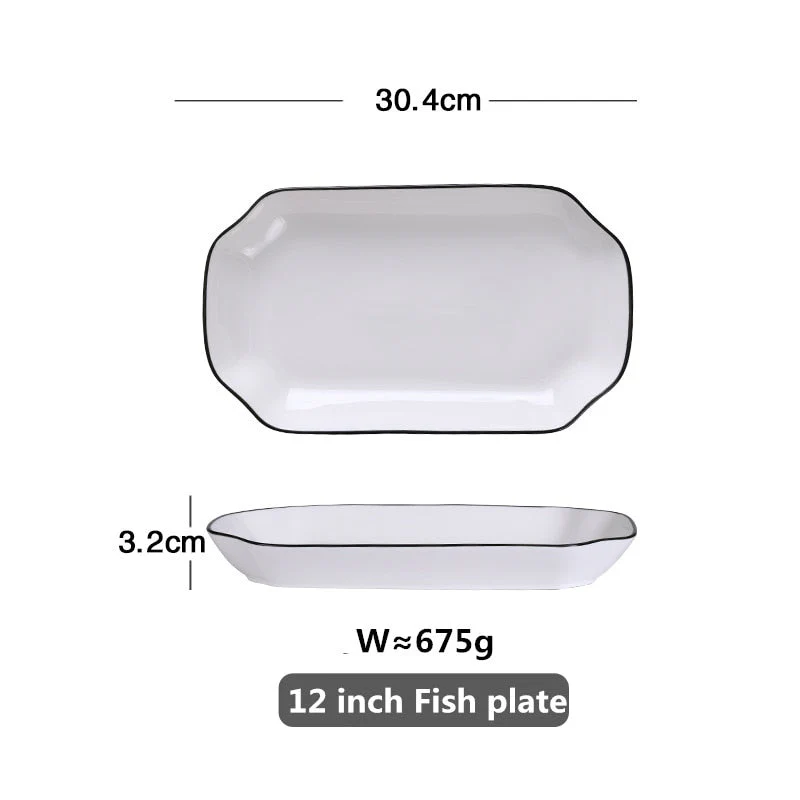 HULIANFU White Dinner Plate Set Ceramic Kitchen Plate Tableware Set Food Dishes Rice Salad Noodles Bowl Soup Kitchen Cook Tool 1pc - Deanwangkt